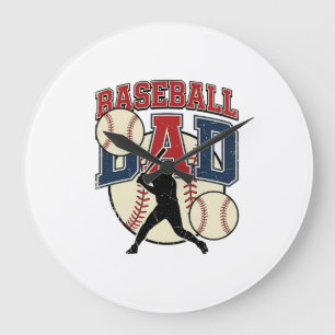 Vintage Baseball Dad Shirt Design_1 Large Clock