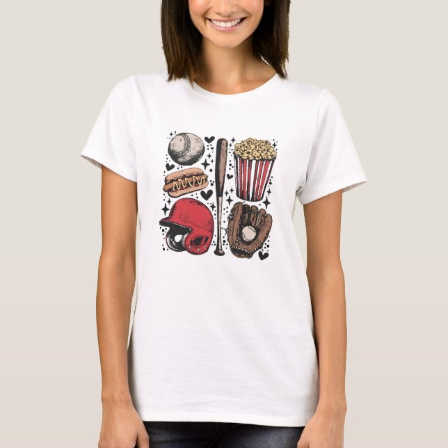Vintage Baseball Day Essentials Collage T-Shirt (Front)