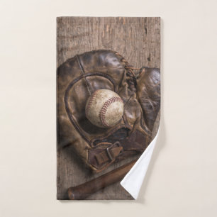 Vintage Baseball Equipment Hand Towel