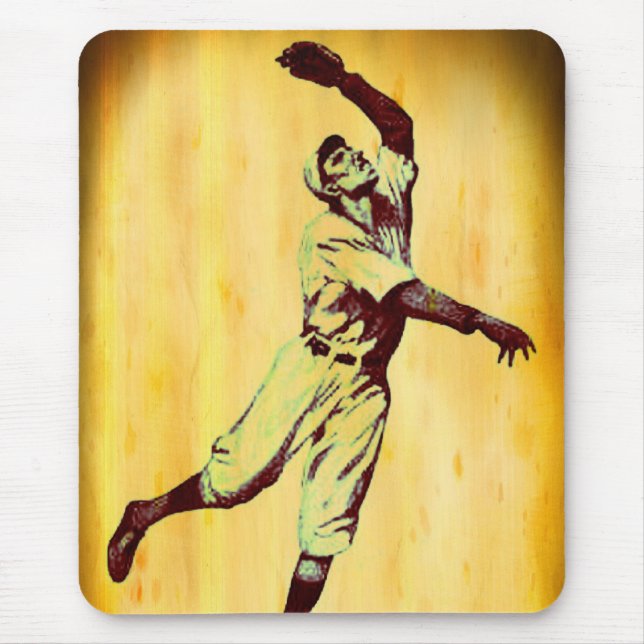 Vintage Baseball Fielder Mouse Pad (Front)
