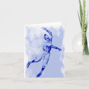 Vintage Baseball Fielder Note Card
