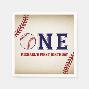 Vintage Baseball First Birthday Napkin