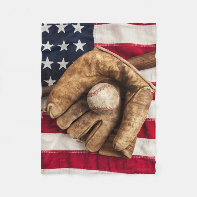 Vintage Baseball Fleece Blanket (Front)
