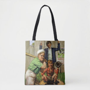 Vintage Baseball Game, Children Boys Sports Player Tote Bag