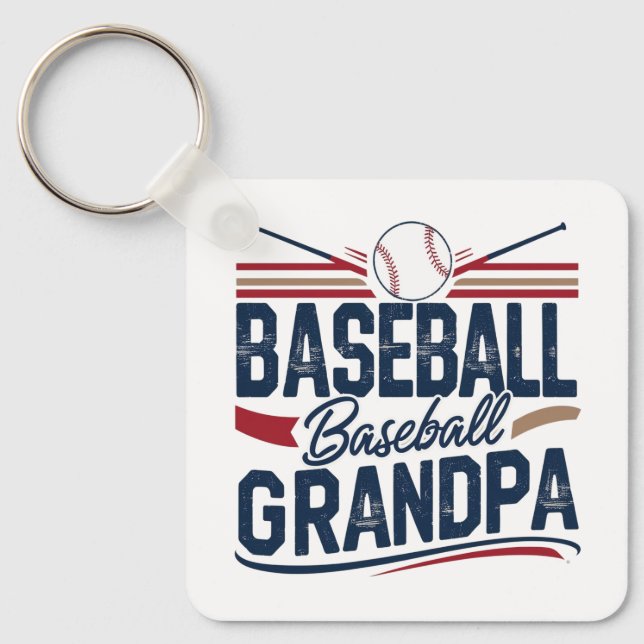 Vintage Baseball Grandpa Key Ring (Front)