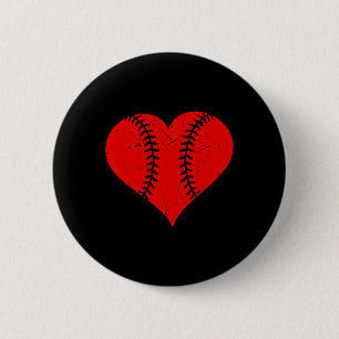 Vintage Baseball Heart Valentine's Day Boys Girls 6 Cm Round Badge