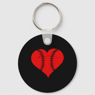 Vintage Baseball Heart Valentine's Day Boys Girls Key Ring
