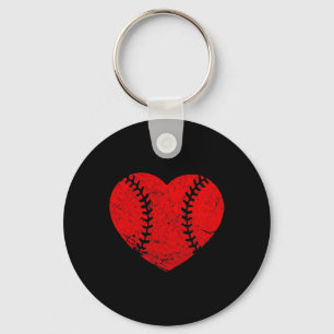 Vintage Baseball Heart Valentine's Day Boys Girls  Key Ring