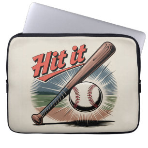 Vintage Baseball "Hit It" Graphic – Retro Sports Laptop Sleeve
