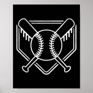 Vintage Baseball Home Plate Boys Baseball Bat Base Poster