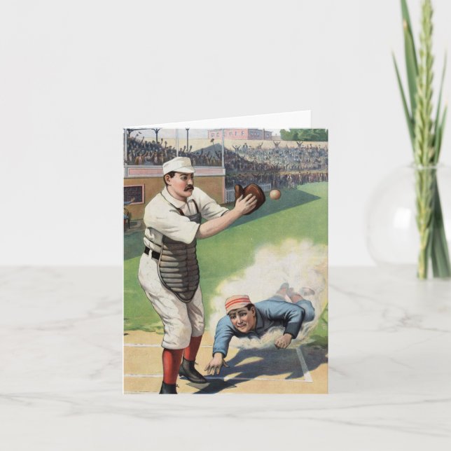 Vintage Baseball Illustration Card (Front)