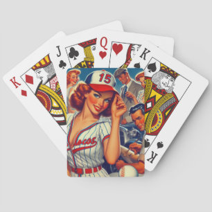 Vintage Baseball Illustration Playing Cards