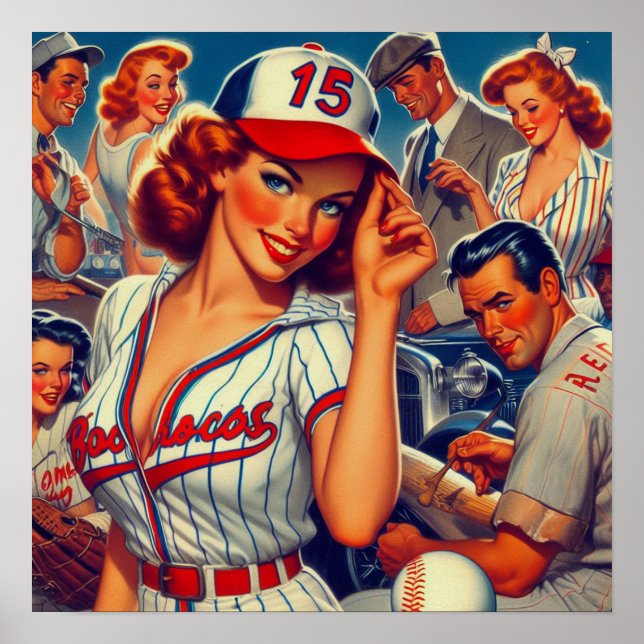 Vintage Baseball Illustration Poster (Front)