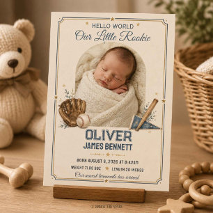 Vintage Baseball Jersey Baby Birth Announcement