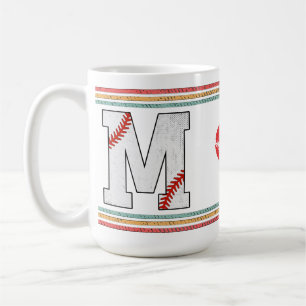 Vintage Baseball Letter M Retro Birthday Athlete Coffee Mug