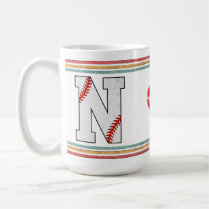 Vintage Baseball Letter N Retro Birthday Athlete Coffee Mug