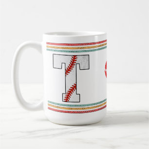 Vintage Baseball Letter T Retro Birthday Athlete Coffee Mug