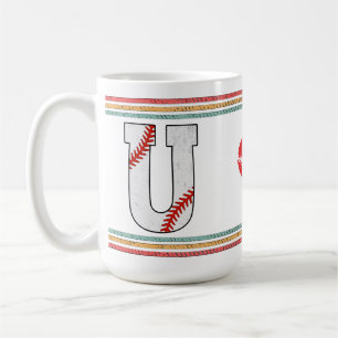 Vintage Baseball Letter U Retro Birthday Athlete Coffee Mug