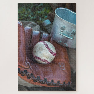 Vintage Baseball Mit and Ball Baseball Glove Amer Jigsaw Puzzle