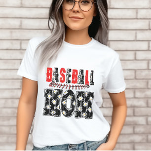 Vintage Baseball Mum-Distressed Floral Pattern T-Shirt
