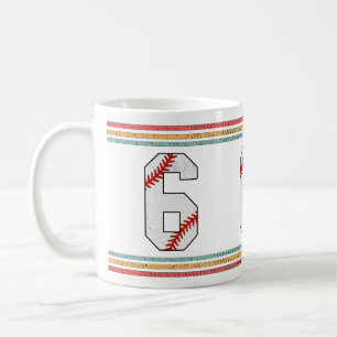 Vintage Baseball Number 6 Retro Birthday Athlete Coffee Mug