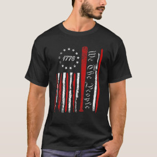 Vintage Baseball Old American Flag 1776 We The Peo T-Shirt