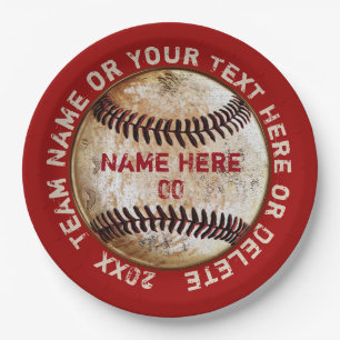 Vintage Baseball Paper Plates Personalised