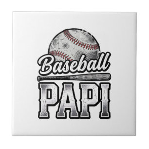 Vintage Baseball Papi Distressed Dad Shirt Design_ Ceramic Tile