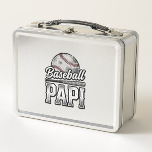 Vintage Baseball Papi Distressed Dad Shirt Design_ Metal Lunch Box