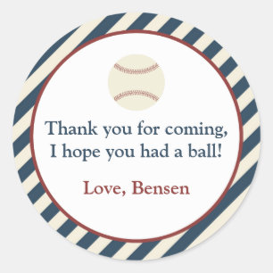 Vintage Baseball Party Classic Round Sticker