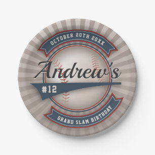 Vintage Baseball Party Paper Plate
