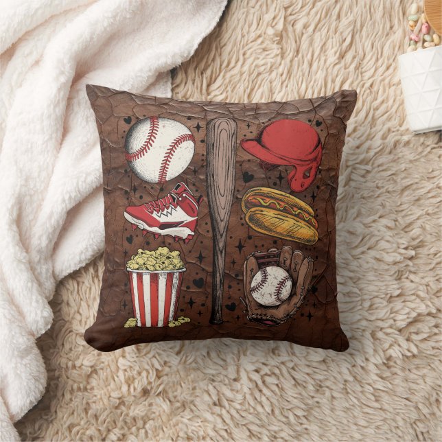 Vintage Baseball Pattern Cushion (Blanket)