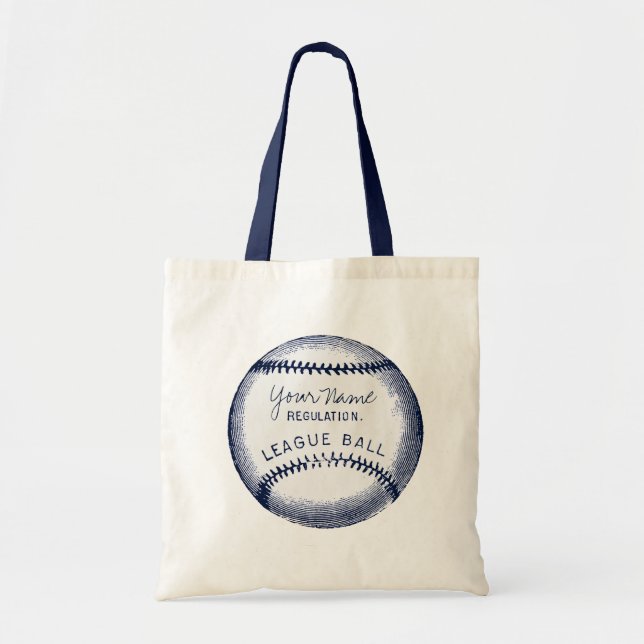 Vintage Baseball, personalised ball Tote Bag (Front)