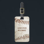 Vintage Baseball Personalised Luggage Tag<br><div class="desc">A photo of a worn vintage baseball provides the background for this personalised luggage tag. Add your name in distressed grunge sans serif font in a shade of reddish brown that matches the stitching. Customise the reverse side with your name and contact information in white on a matching reddish brown...</div>