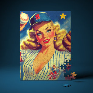 Vintage Baseball Pin-up Jigsaw Puzzle
