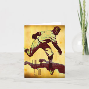 Vintage Baseball Pitcher Thank You Note Card