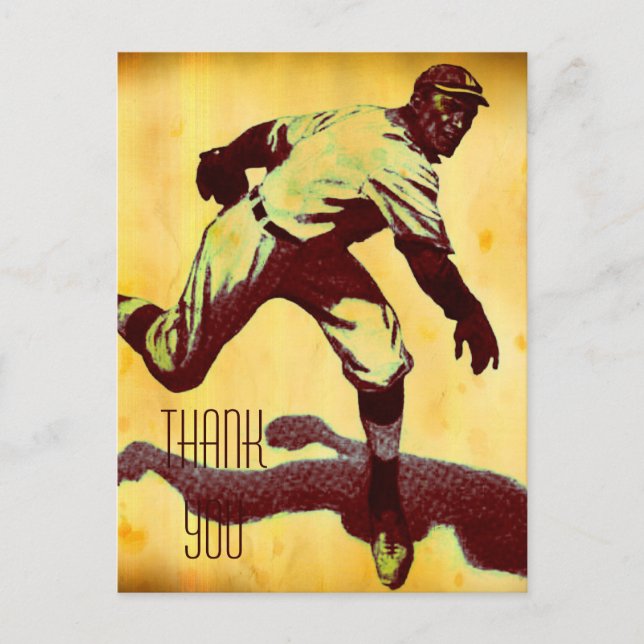 Vintage Baseball Pitcher Thank You Postcard (Front)