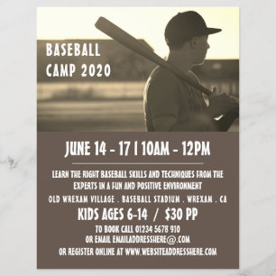 Vintage Baseball Player, Baseball Camp Advertising Flyer