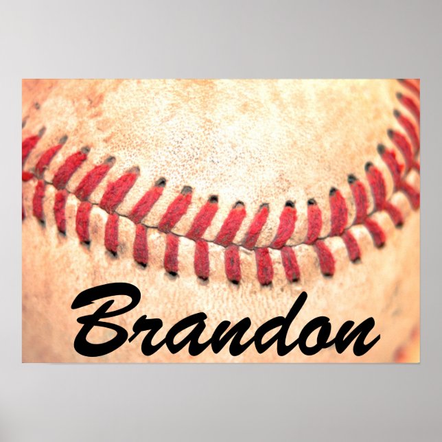 Vintage Baseball Player Custom Text Poster (Front)