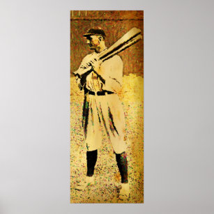 Vintage Baseball Player Oil Painting Poster