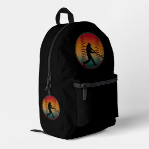 Vintage Baseball Player Printed Backpack