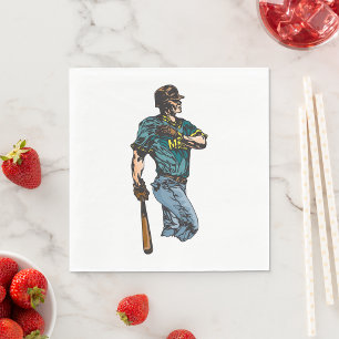 Vintage Baseball Player Retro Sports Artwork Napkin