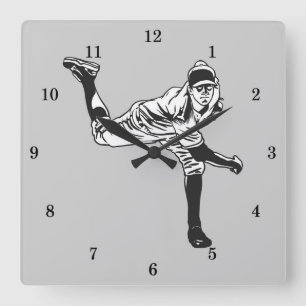 Vintage Baseball Player Square Wall Clock