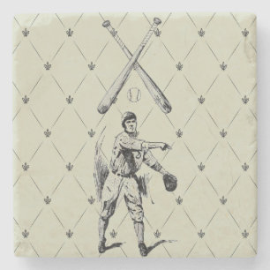 Vintage Baseball Player Stone Coasters