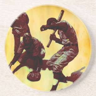 Vintage Baseball Players Sandstone Coaster