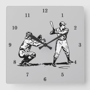 Vintage Baseball Players Square Wall Clock