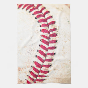 Vintage Baseball Red Stitches Close Up Photo Tea Towel