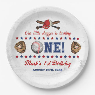 Vintage Baseball Rookie 1st Birthday Paper Plates