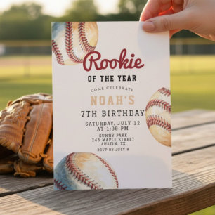 Vintage Baseball Rookie Boy Birthday Invitation