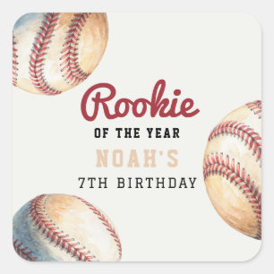 Vintage Baseball Rookie Boy Birthday Square Sticker